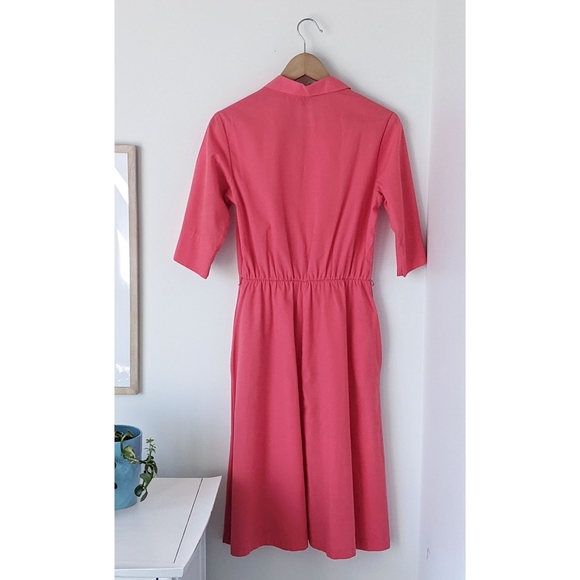 vintage 60s style pink button up shirt dress - Picture 9 of 13